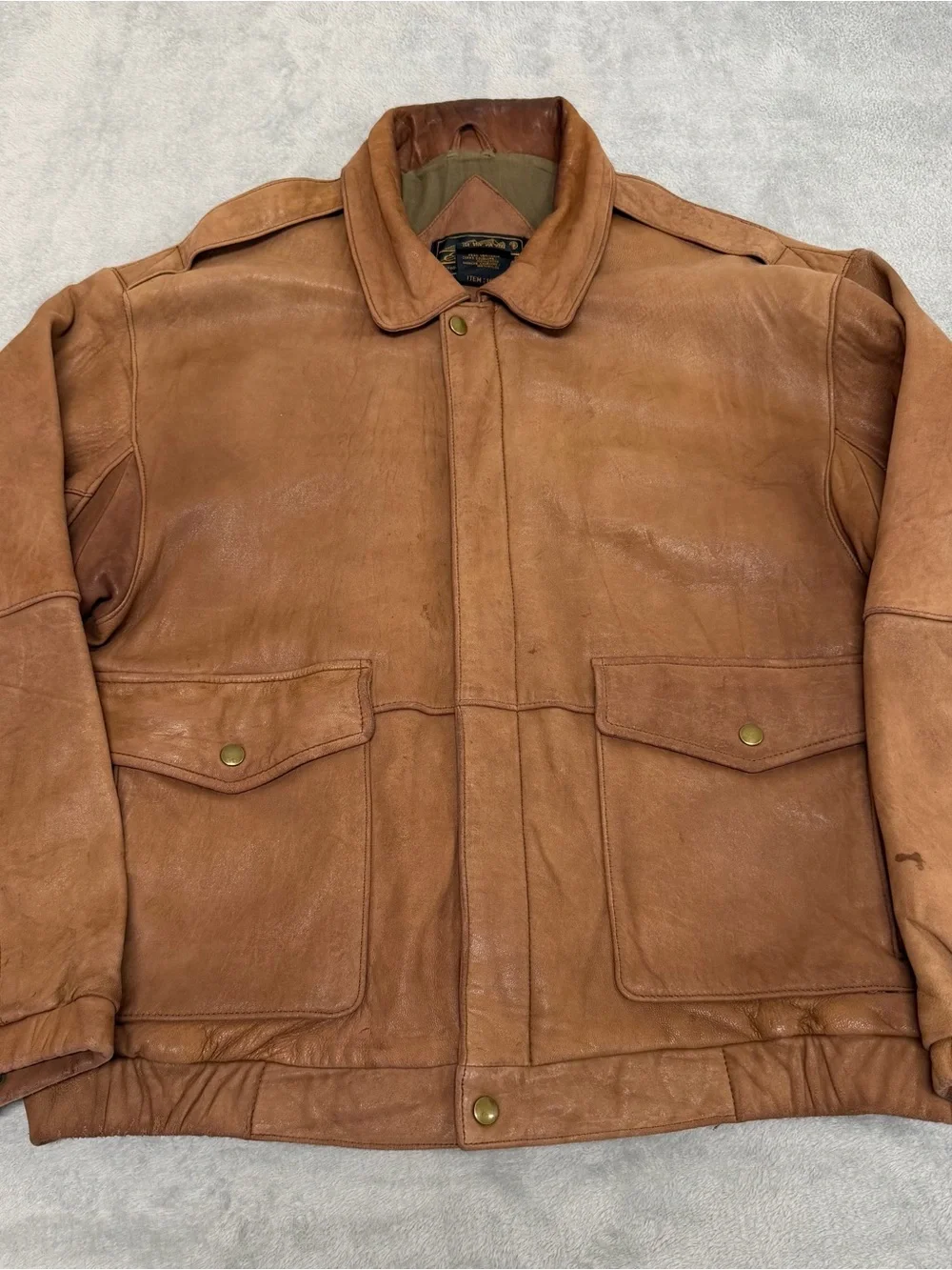 Vintage Eddie Bauer Brown Soft Leather Jacket Patina Broke-In Distressed Men’s L